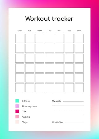 Template di design Workout Tracker in Gradient Frame Schedule Planner