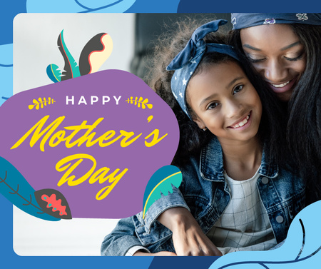 Plantilla de diseño de Saludos llenos de amor en el día de la madre con mamá e hija Facebook 
