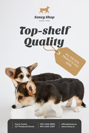 Platilla de diseño Dog Food Ad with Cute Corgi Puppies Pinterest