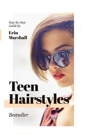Ontwerpsjabloon van Book Cover van Beautiful young girl in sunglasses
