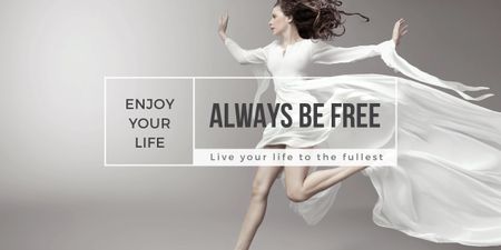 beautiful young woman in white dress and inspirational quote  Image Design Template