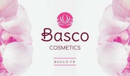 Cosmetics Ad with Pink Flower Petals Business card Πρότυπο σχεδίασης
