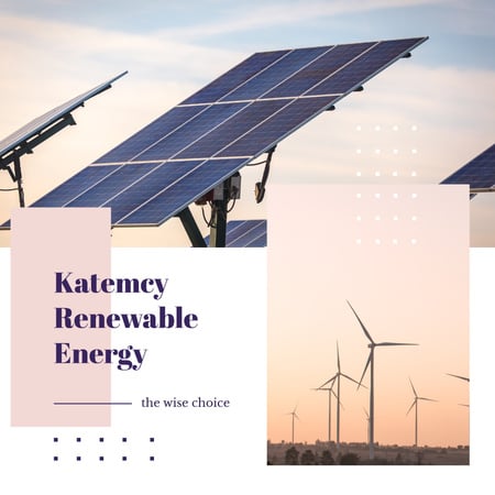 Wind Turbines and Solar Panels Farm Instagram AD Design Template