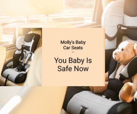 Teddy Bear in Baby Car Seat Medium Rectangle Design Template