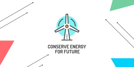 Conserve Energy with Wind Turbine Icon Twitter – шаблон для дизайну