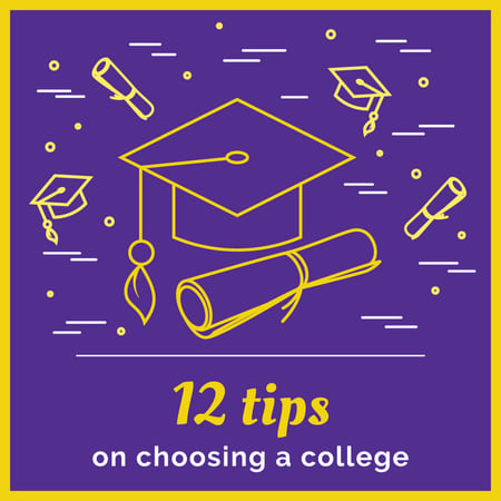 Choosing college tips with Graduation Cap Instagram AD Design Template