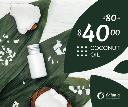 Cosmetics Offer with Natural Oil in Bottles Facebook Design Template