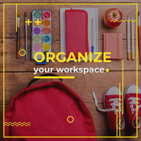 Pupil's workspace organization Instagram Design Template