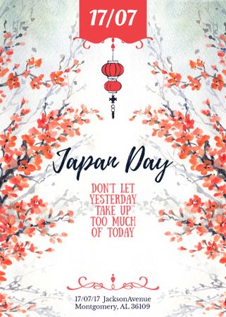 Japan day announcement with Sakura Invitation tervezősablon
