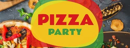 Pizza Party festive table Facebook cover Modelo de Design
