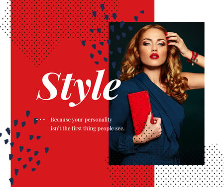 Platilla de diseño Style Quote Woman in Red and Blue Facebook