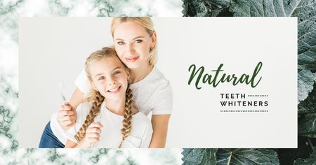 Mother and daughter brushing teeth Facebook AD Design Template
