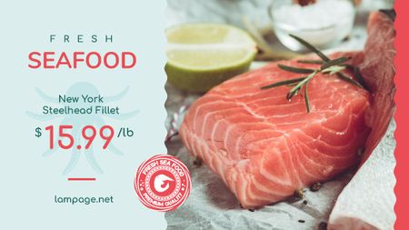 Seafood Offer Raw Salmon Piece Title tervezősablon