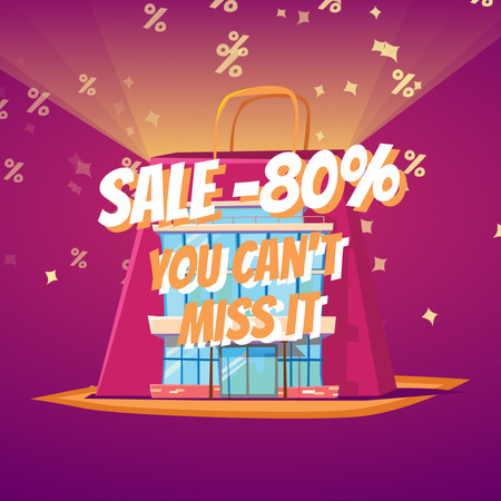 Shopping bag with percent icons Animated Post tervezősablon
