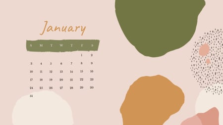 Colorful Paint blots in natural colors Calendar Design Template