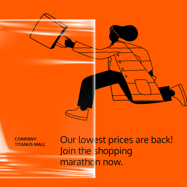 Plantilla de diseño de Online Store Sale ad Woman running with Phone Animated Post 