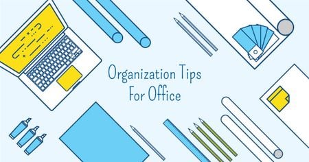 Organization tips for office with Stationery on Workplace Facebook AD Design Template
