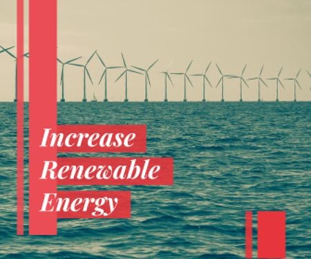 Renewable Wind Energy Gaining with Turbines Large Rectangleデザインテンプレート
