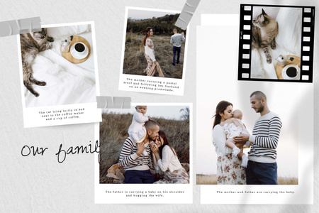 Happy Family with Baby and Cat Storyboard Modelo de Design