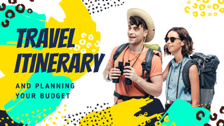 Travel Tips Couple with Backpacks Youtube Thumbnail Design Template