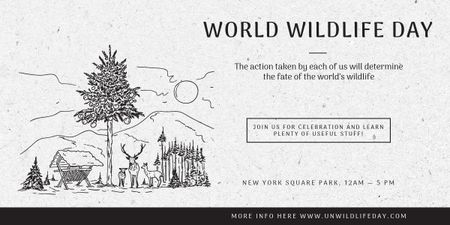 World Wildlife Day Event Announcement Nature Drawing Image Modelo de Design