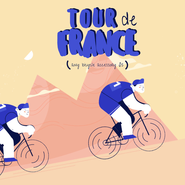 Tour de France with Cyclists in mountains Animated Post Modelo de Design