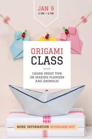Plantilla de diseño de Origami Classes Invitation Paper Garland Tumblr 