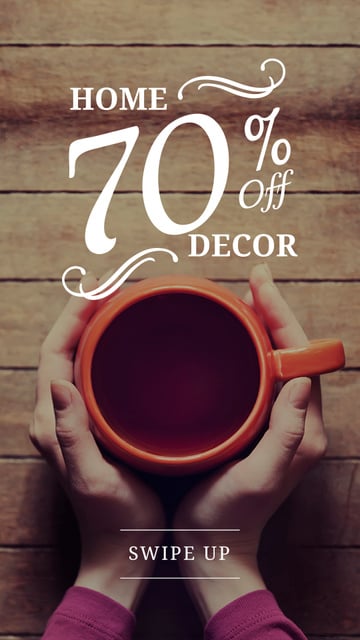 Decor Sale with hands holding Cup Instagram Story – шаблон для дизайну