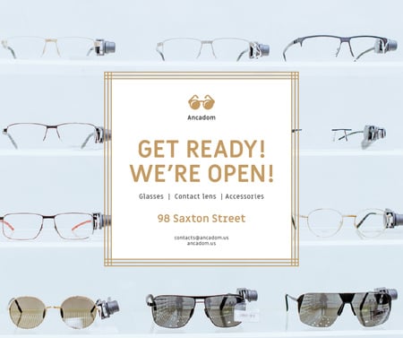 Glasses Store Opening Announcement Facebook Design Template