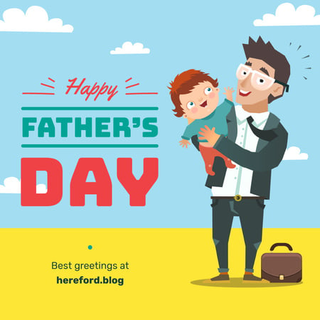 Father holding child on Father's Day Instagram Tasarım Şablonu