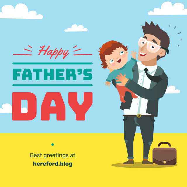 Father holding child on Father's Day Instagram Design Template