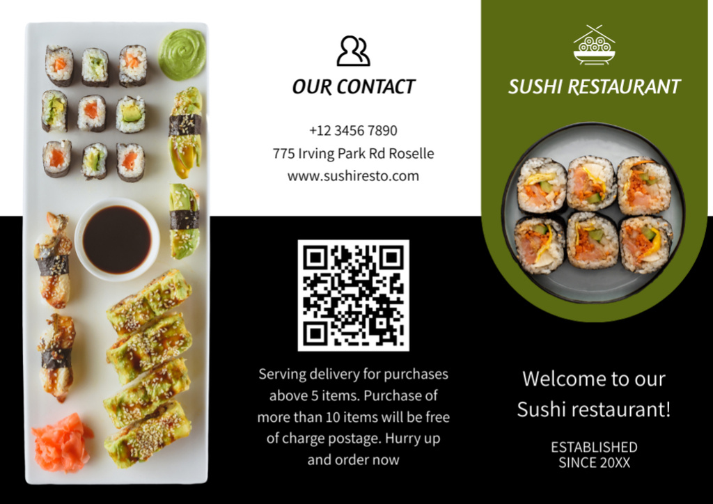 Varied Sushi Menu Offer Brochure Modelo de Design