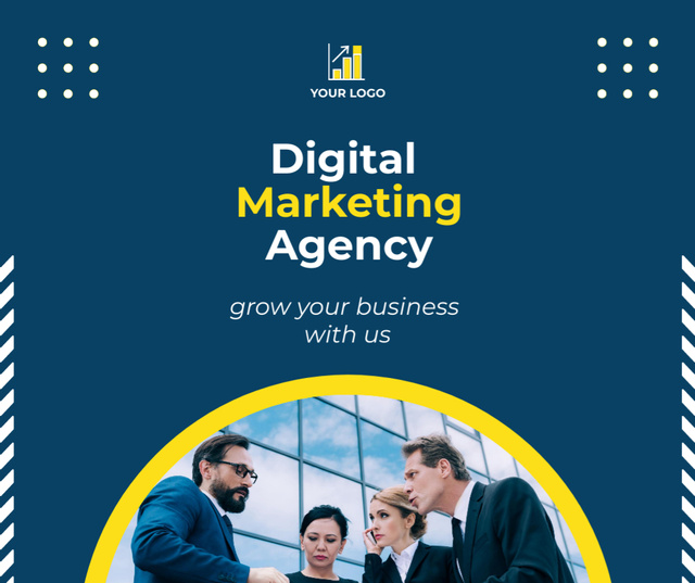Digital Marketing Agency Services Offer with Businesspeople Facebook Šablona návrhu