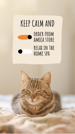Beauty Store Ad with Cute Sleeping Cat Instagram Story Modelo de Design