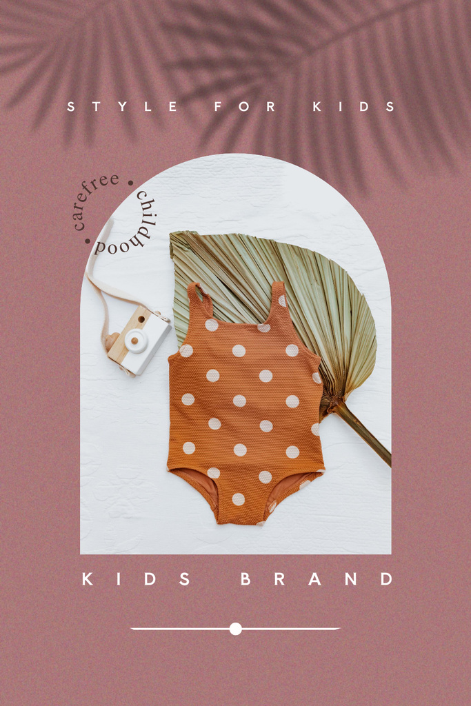 Template di design Kids Brand Clothes Offer with Cute Swimsuit Pinterest