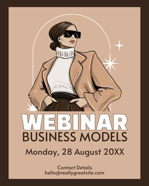 Webinar on Model Business on Beige Instagram Post Vertical – шаблон для дизайну