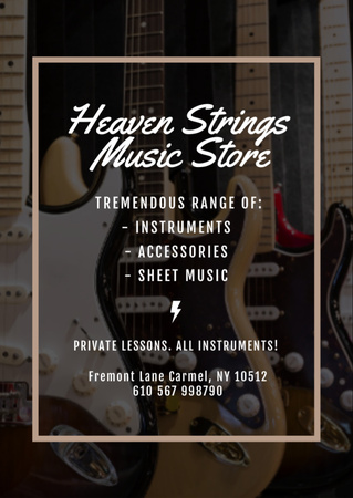 Plantilla de diseño de Guitars in Music Store Flyer A6 