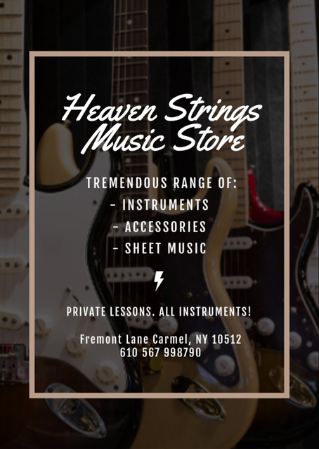 Electric Guitars in Music Store Flyer A6 Design Template