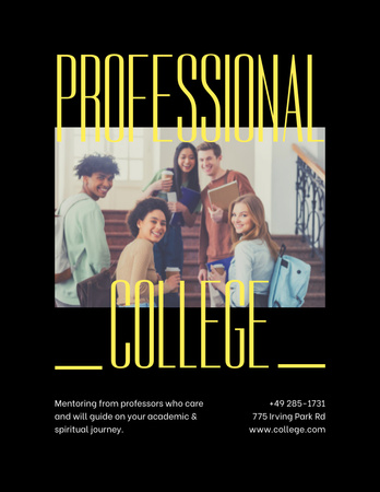 Professional College Apply Announcement with Group of Students Poster 8.5x11in Design Template