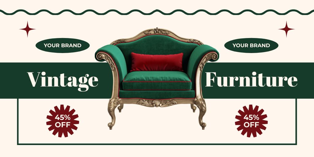 Ontwerpsjabloon van Twitter van Antique Furniture On Discount And Clearance Offer