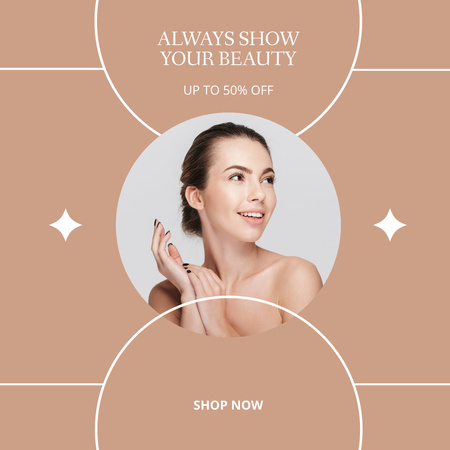 Offer Discounts on Women's Beauty Products Instagram Design Template