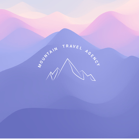 Travel Agency Ad with Mountains Illustration Logo Design Template