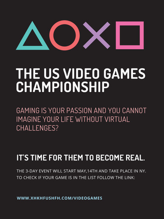 Video Games Championship announcement Poster 36x48in Design Template