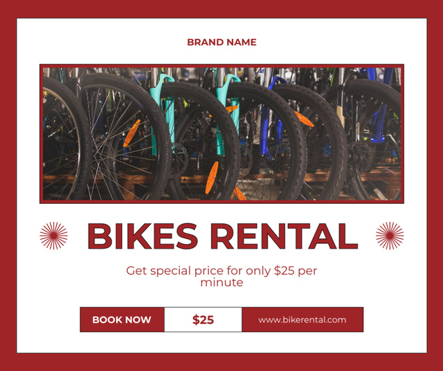 Rental Bikes Offer on Red Facebook – шаблон для дизайна