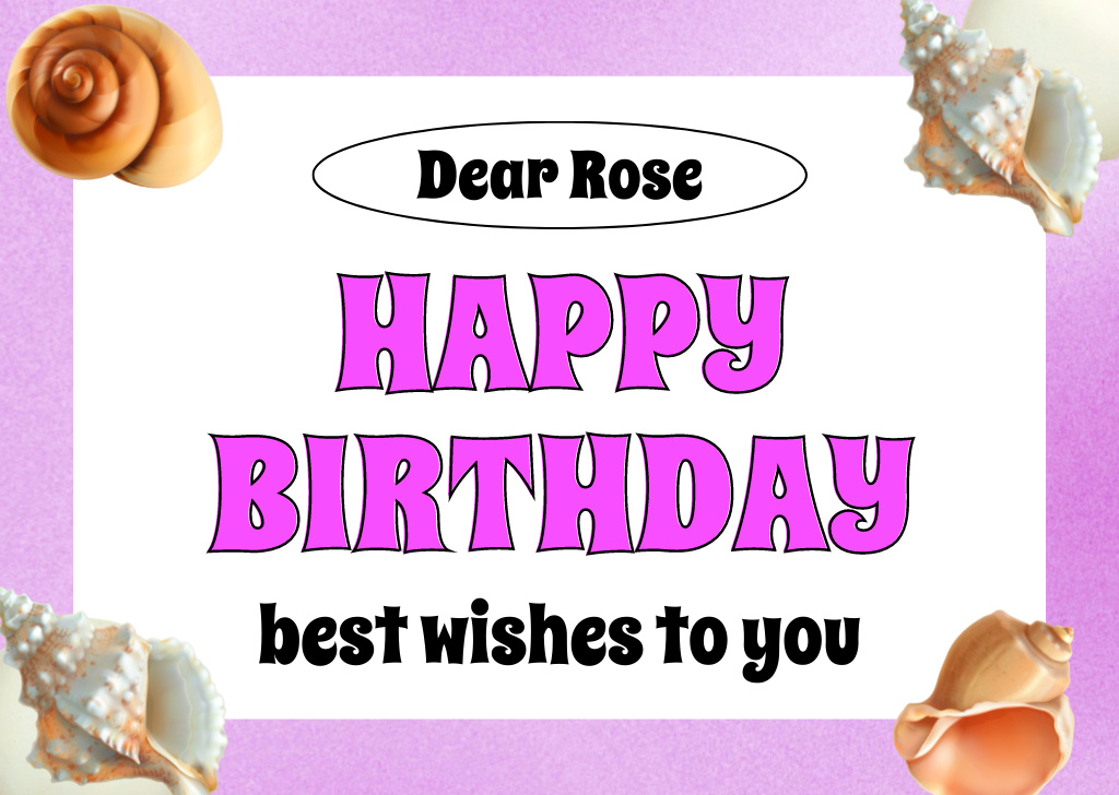Happy Birthday and Best Wishes on Pink Card Tasarım Şablonu