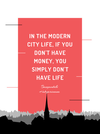City Lifestyle quote on Buildings silhouettes Poster US Design Template