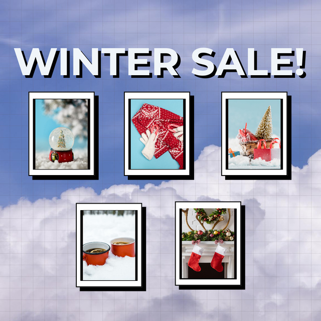 Winter Sale Announcement for Christmas Decor Instagram Design Template
