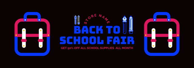 School Supplies Fair Announcement on Red Tumblrデザインテンプレート
