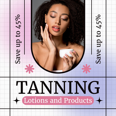 Black Woman Applying Sun Cream Instagram AD Design Template