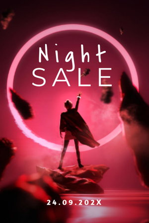 Night Sale Ad with Futuristic Image Flyer 4x6in Design Template